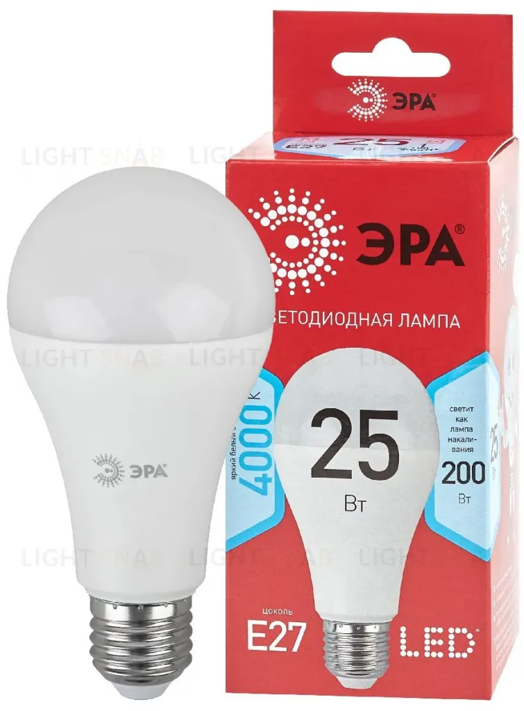 Лампа светодиодная Эра E27 25W 4000K LED A65-25W-840-E27 R Б0048010 Б0048010