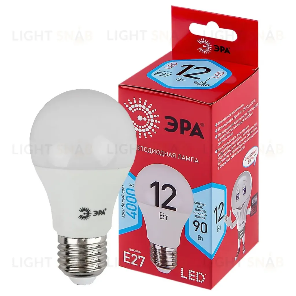 Лампа светодиодная Эра E27 12W 4000K LED A60-12W-840-E27 R Б0049636 Б0049636