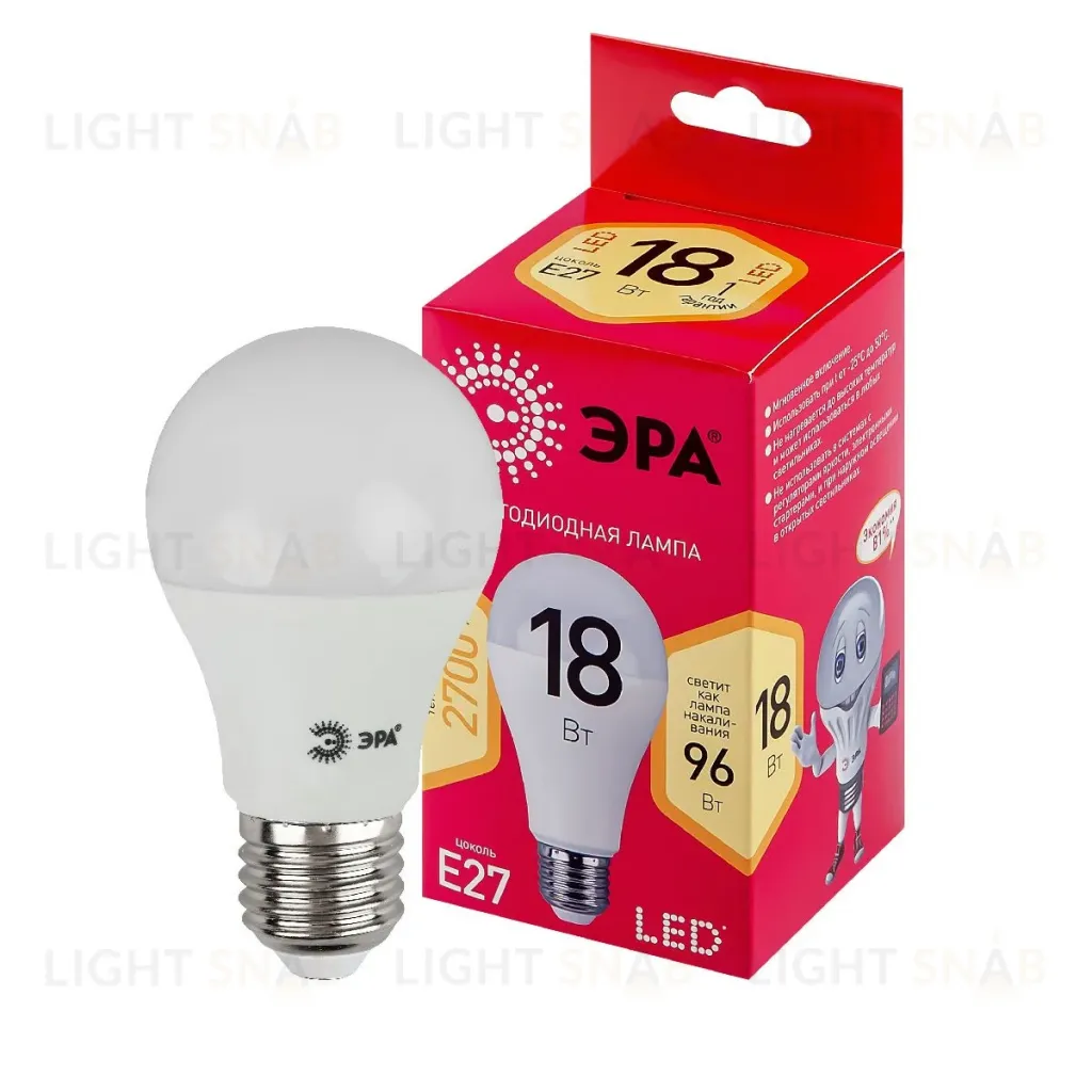 Лампа светодиодная Эра E27 18W 2700K LED A65-18W-827-E27 R Б0051850 Б0051850