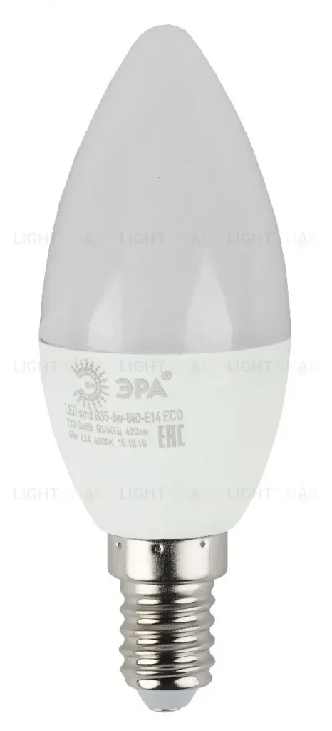 Лампа светодиодная Эра E14 6W 4000K ECO LED B35-6W-840-E14 Б0020619 Б0020619