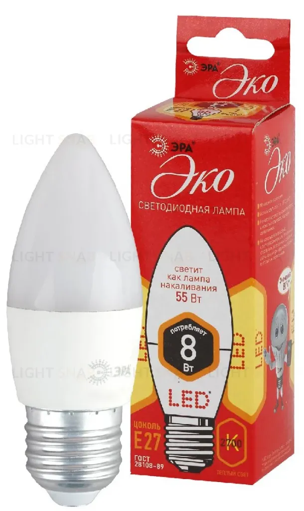Лампа светодиодная Эра E27 8W 2700K ECO LED B35-8W-827-E27 Б0030020 Б0030020