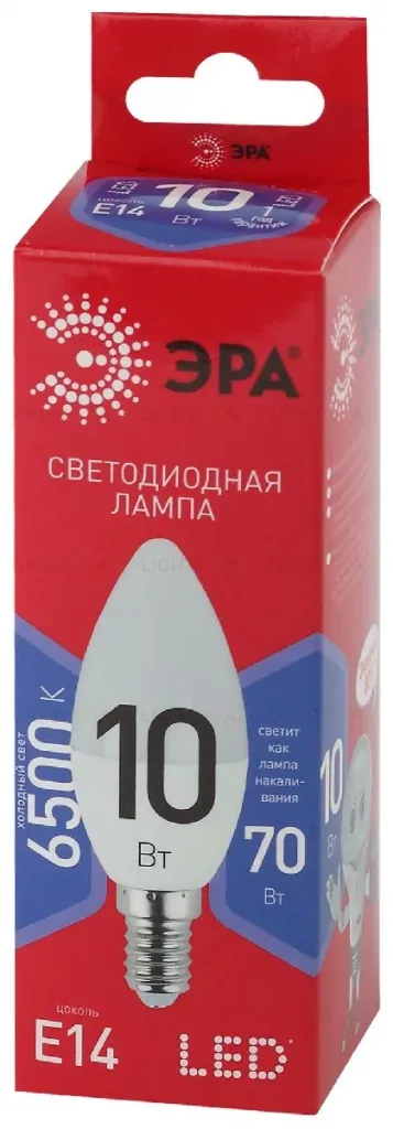 Лампа светодиодная Эра E14 10W 6500K LED B35-10W-865-E14 R Б0045337 Б0045337