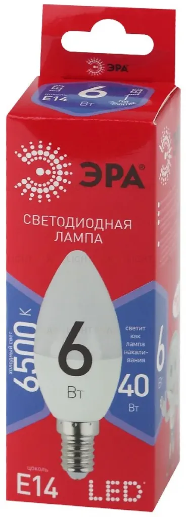 Лампа светодиодная Эра E14 6W 6500K LED B35-6W-865-E14 R Б0045339 Б0045339