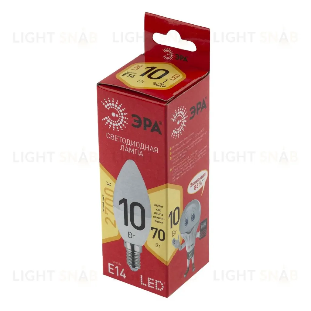 Лампа светодиодная Эра E14 10W 2700K LED B35-10W-827-E14 R Б0049641 Б0049641