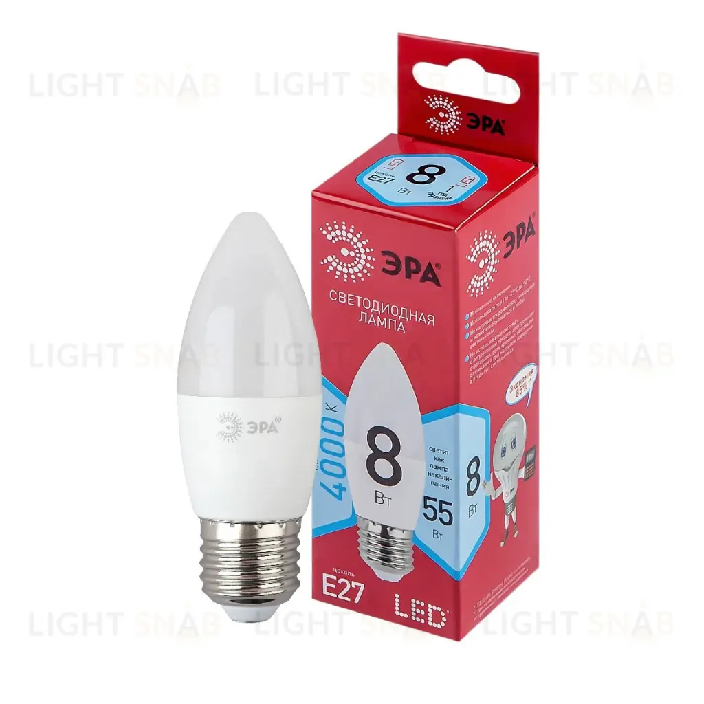 Лампа светодиодная Эра E27 8W 4000K LED B35-8W-840-E27 R Б0050695 Б0050695
