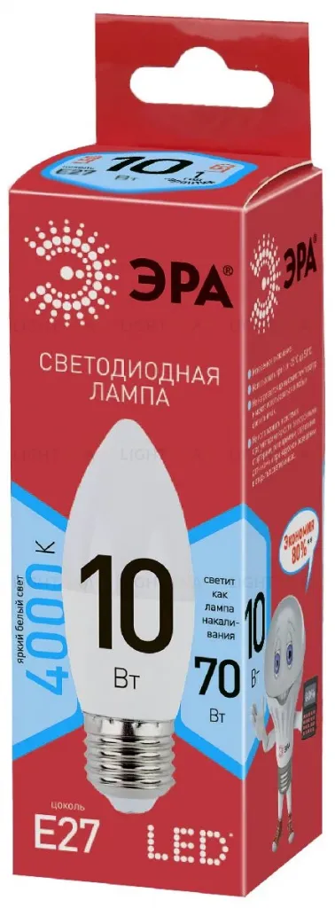Лампа светодиодная Эра E27 10W 4000K LED B35-10W-840-E27 R Б0050696 Б0050696