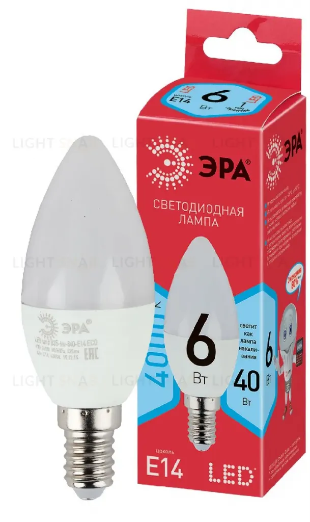 Лампа светодиодная Эра E14 6W 4000K LED B35-6W-840-E14 R Б0051057 Б0051057