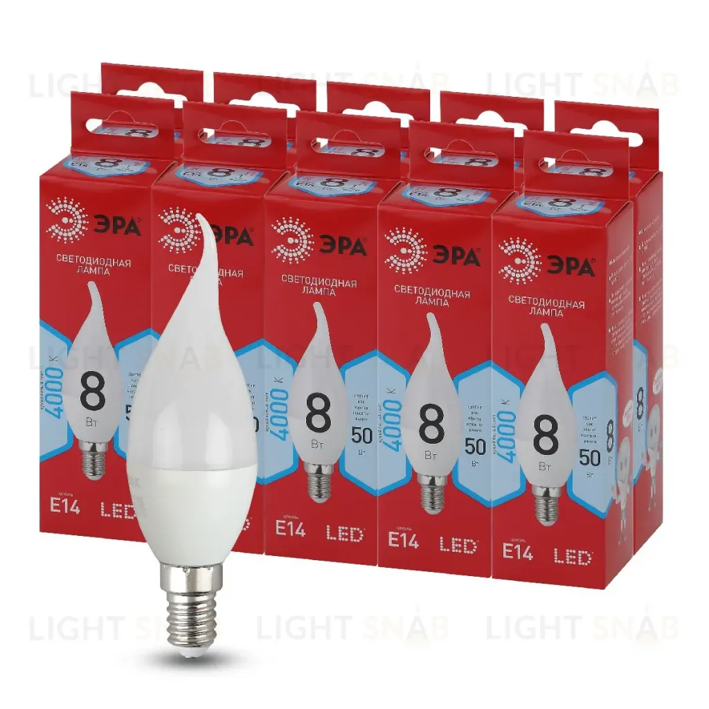 Лампа светодиодная Эра E14 8W 4000K LED BXS-8W-840-E14 R Б0051848 Б0051848