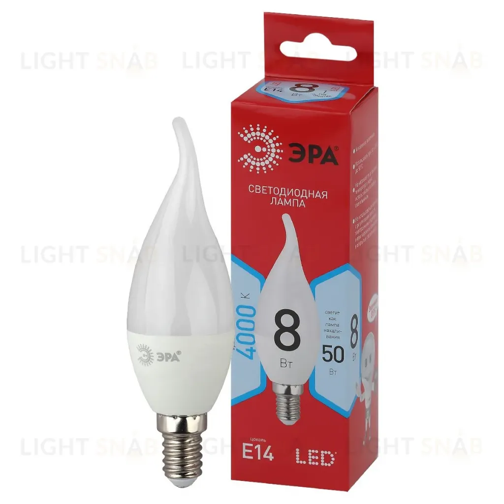 Лампа светодиодная Эра E14 8W 4000K LED BXS-8W-840-E14 R Б0051848 Б0051848