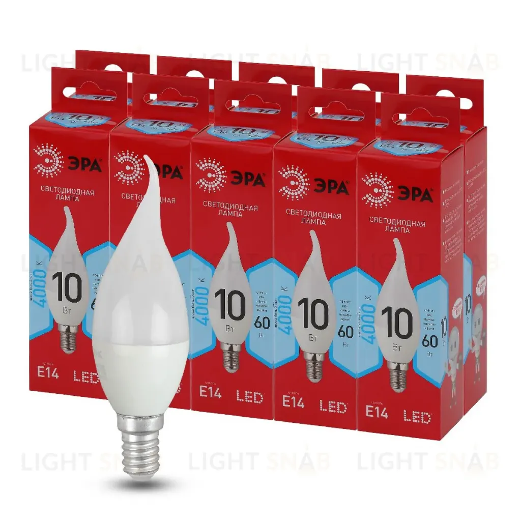 Лампа светодиодная Эра E14 10W 4000K LED BXS-10W-840-E14 R Б0051849 Б0051849