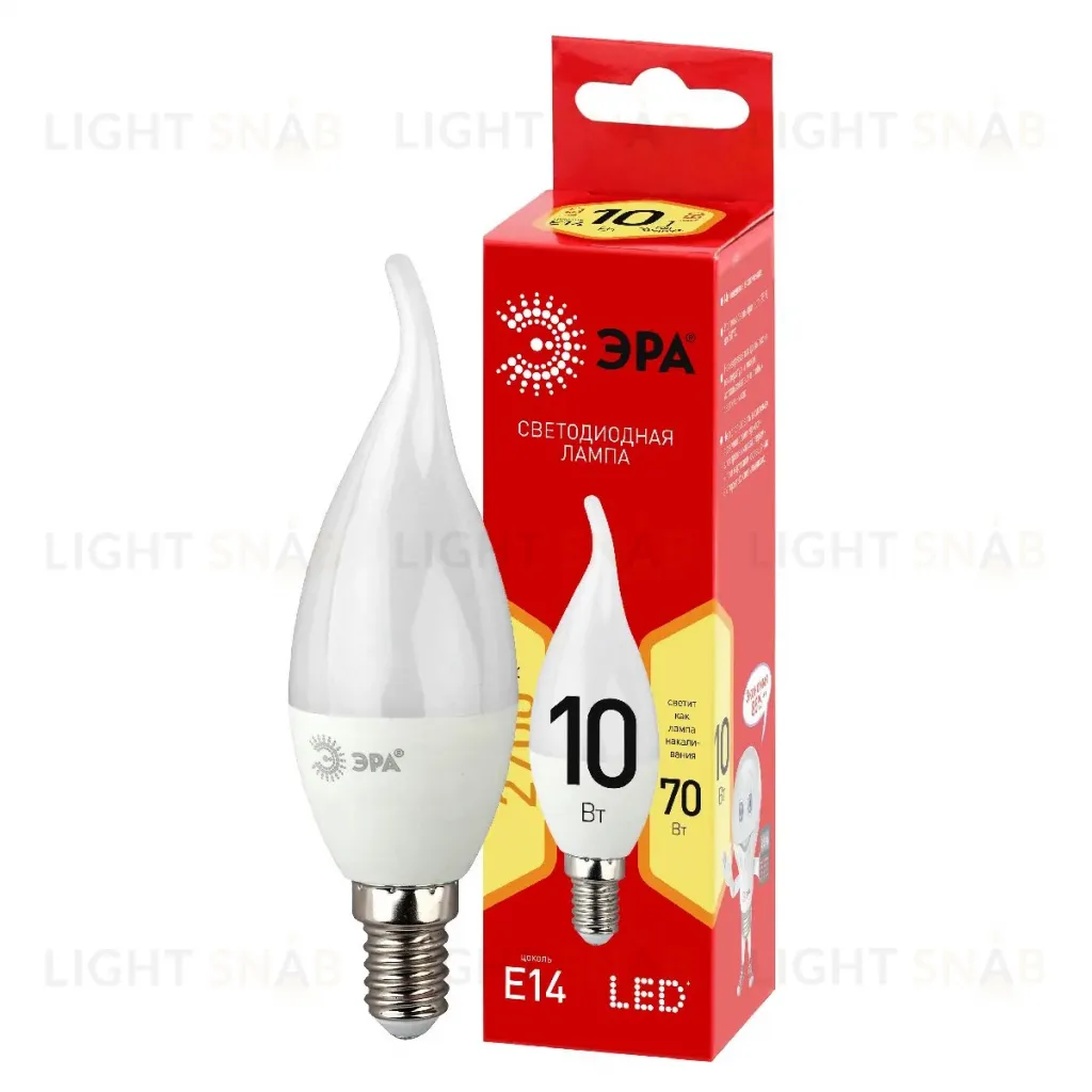 Лампа светодиодная Эра E14 10W 2700K LED BXS-10W-827-E14 R Б0051854 Б0051854
