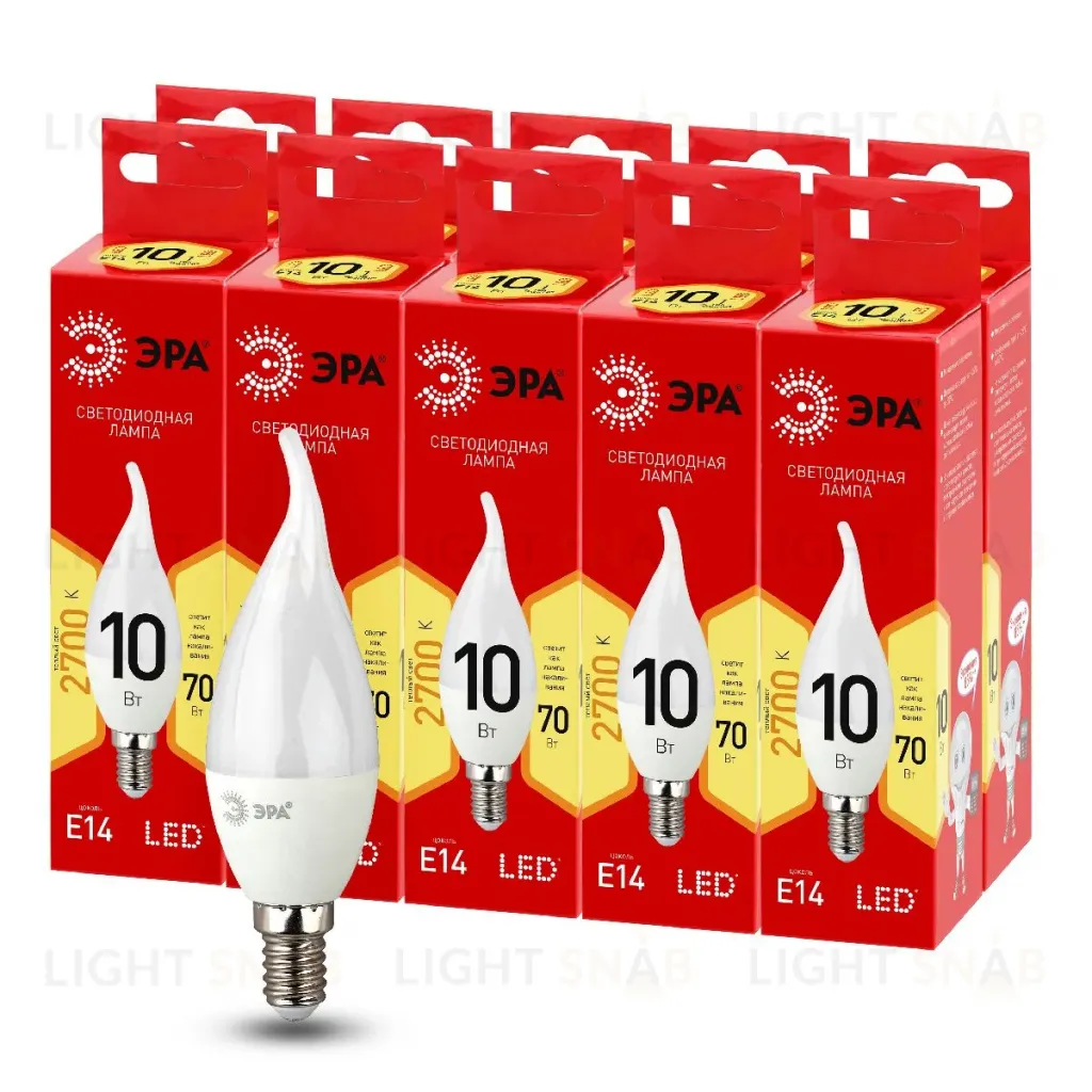Лампа светодиодная Эра E14 10W 2700K LED BXS-10W-827-E14 R Б0051854 Б0051854