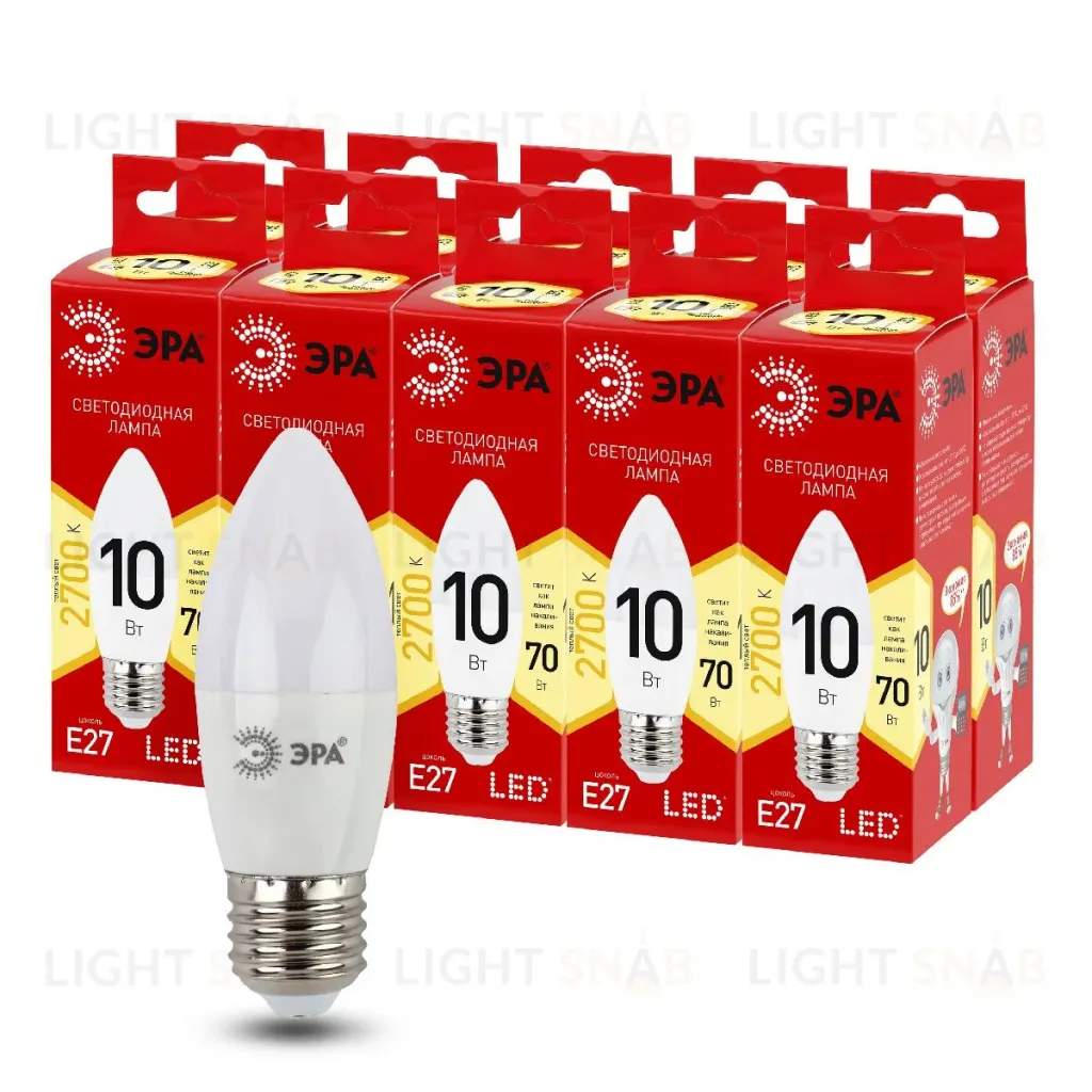 Лампа светодиодная Эра E27 10W 2700K LED B35-10W-827-E27 R Б0052377 Б0052377