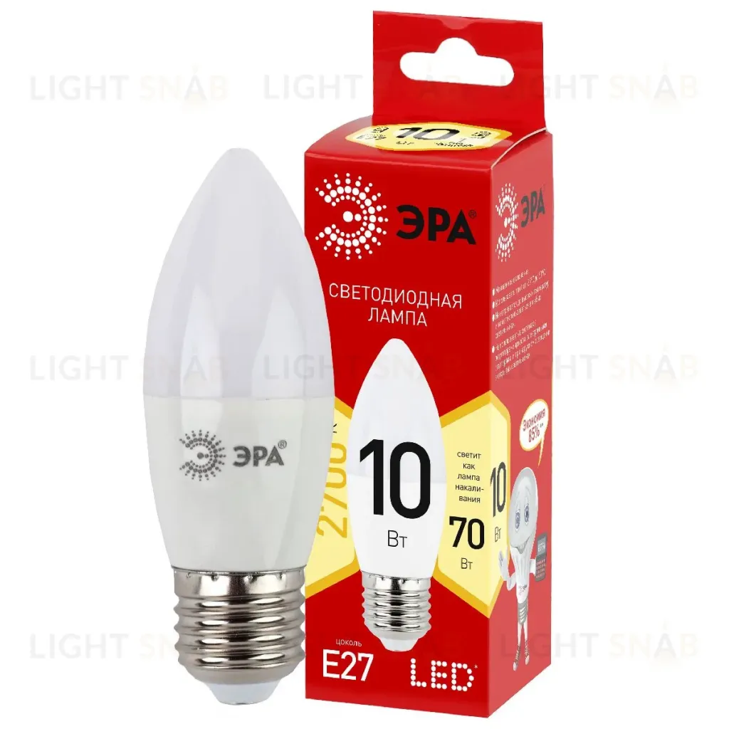 Лампа светодиодная Эра E27 10W 2700K LED B35-10W-827-E27 R Б0052377 Б0052377