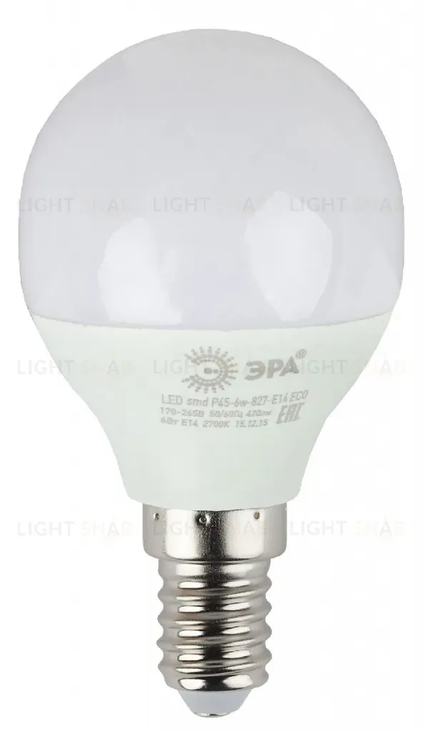 Лампа светодиодная Эра E14 6W 4000K ECO LED P45-6W-840-E14 Б0019077 Б0019077