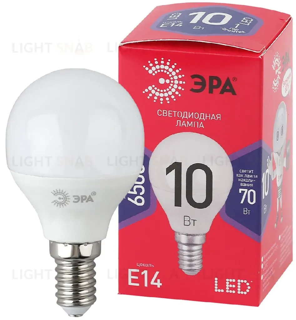 Лампа светодиодная Эра E14 10W 6500K LED P45-10W-865-E14 R Б0045354 Б0045354