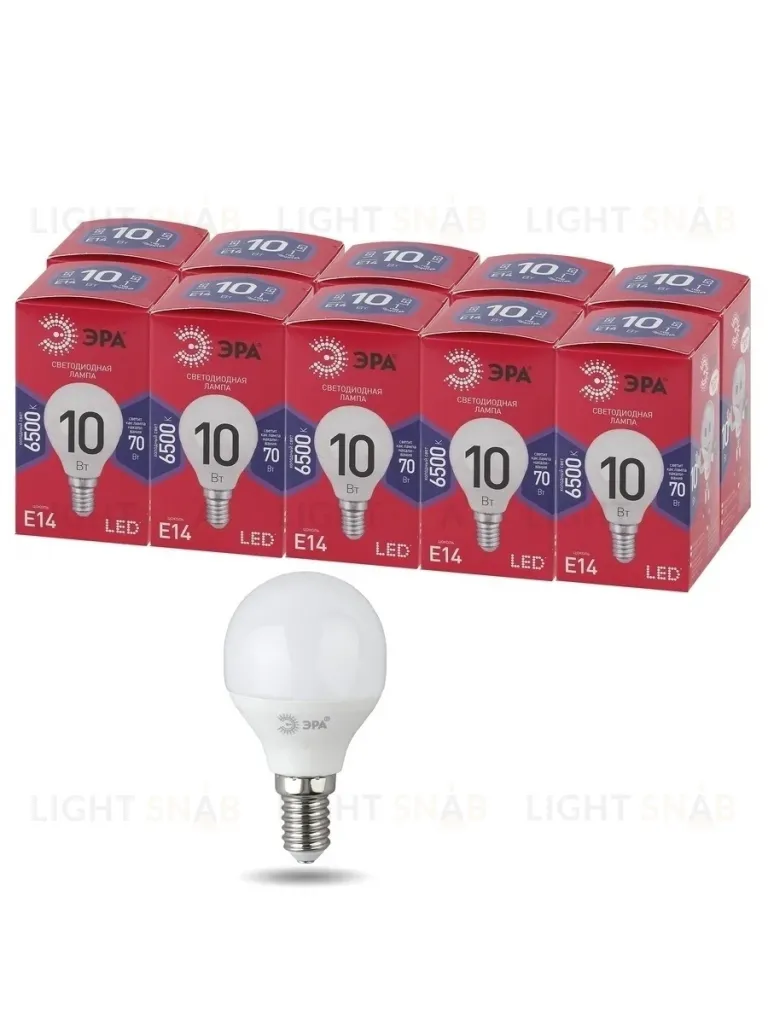 Лампа светодиодная Эра E14 10W 6500K LED P45-10W-865-E14 R Б0045354 Б0045354