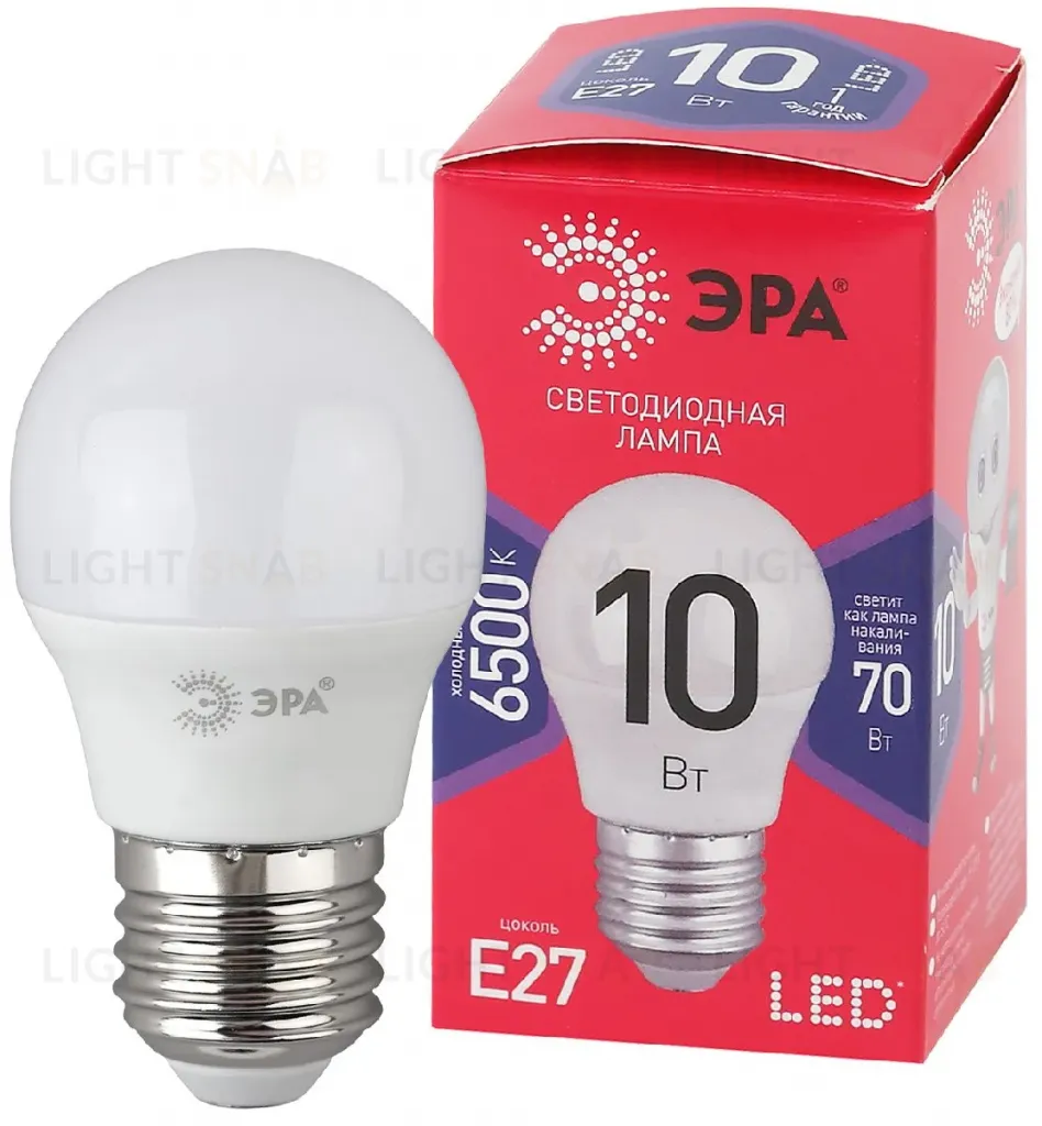 Лампа светодиодная Эра E27 10W 6500K LED P45-10W-865-E27 R Б0045355 Б0045355
