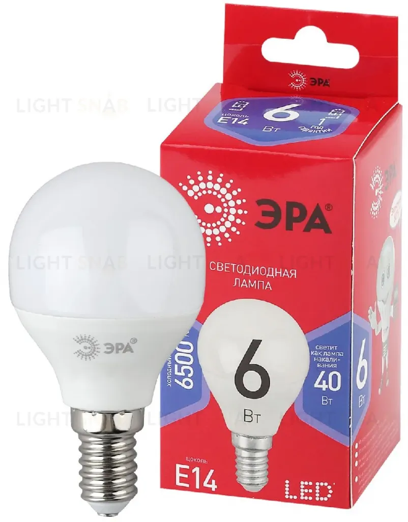 Лампа светодиодная Эра E14 6W 6500K LED P45-6W-865-E14 R Б0045356 Б0045356