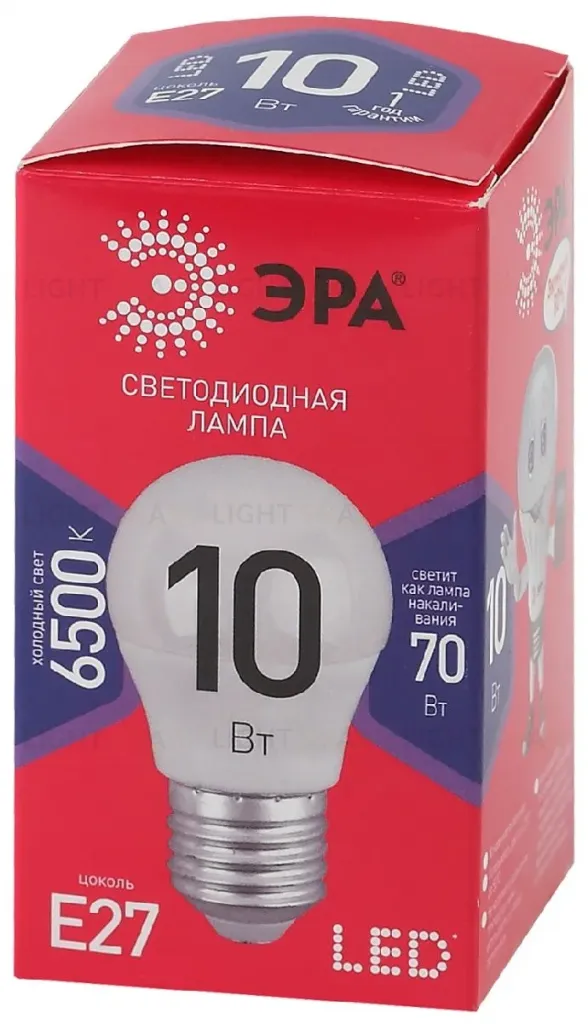 Лампа светодиодная Эра E27 10W 6500K LED P45-10W-865-E27 R Б0045355 Б0045355