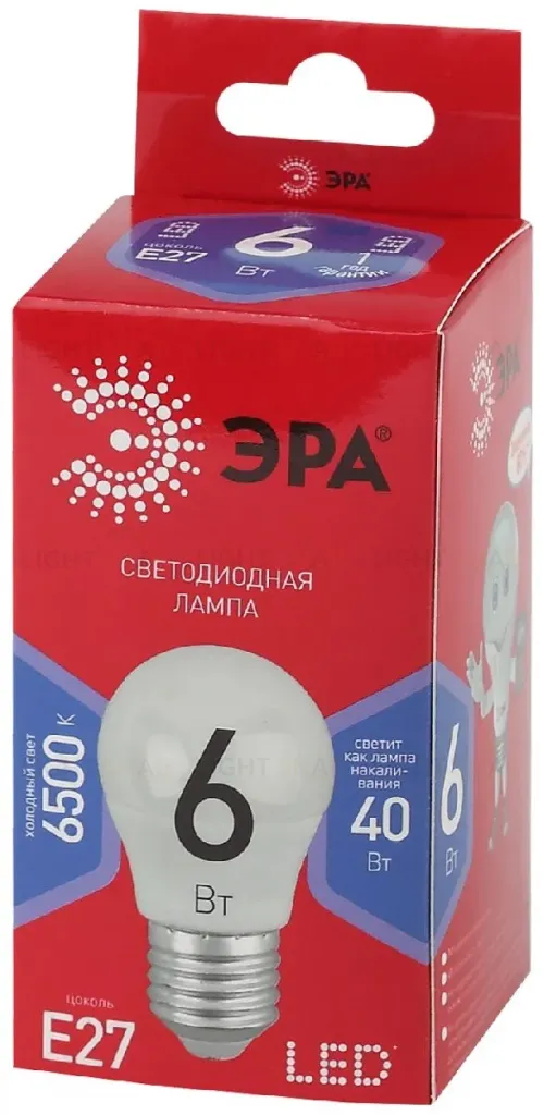 Лампа светодиодная Эра E27 6W 6500K LED P45-6W-865-E27 R Б0045357 Б0045357