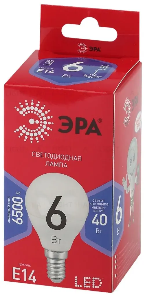 Лампа светодиодная Эра E14 6W 6500K LED P45-6W-865-E14 R Б0045356 Б0045356
