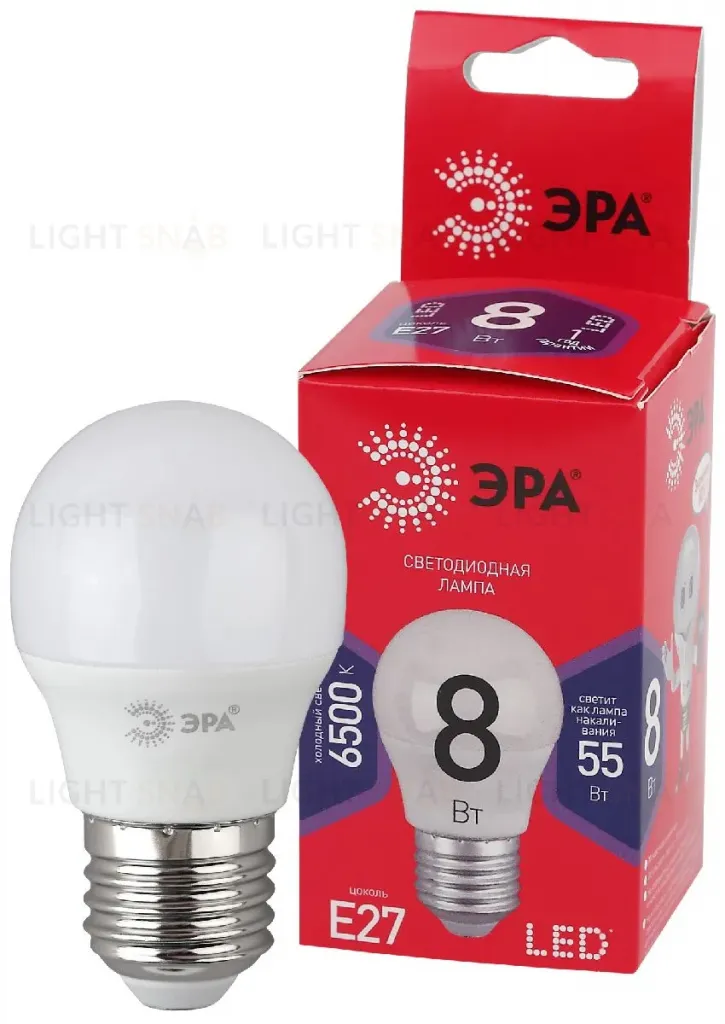 Лампа светодиодная Эра E27 8W 6500K LED P45-8W-865-E27 R Б0045359 Б0045359
