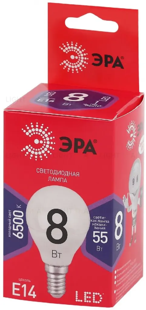 Лампа светодиодная Эра E14 8W 6500K LED P45-8W-865-E14 R Б0045358 Б0045358