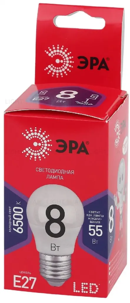 Лампа светодиодная Эра E27 8W 6500K LED P45-8W-865-E27 R Б0045359 Б0045359