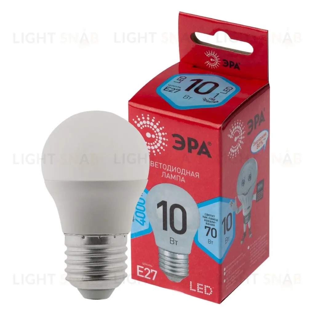 Лампа светодиодная Эра E27 10W 4000K LED P45-10W-840-E27 R Б0050234 Б0050234