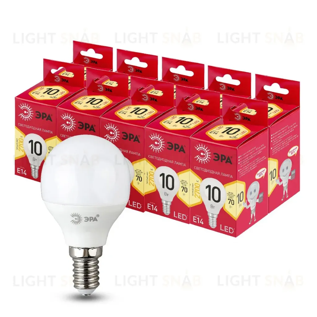 Лампа светодиодная Эра E14 10W 2700K LED P45-10W-827-E14 R Б0052378 Б0052378