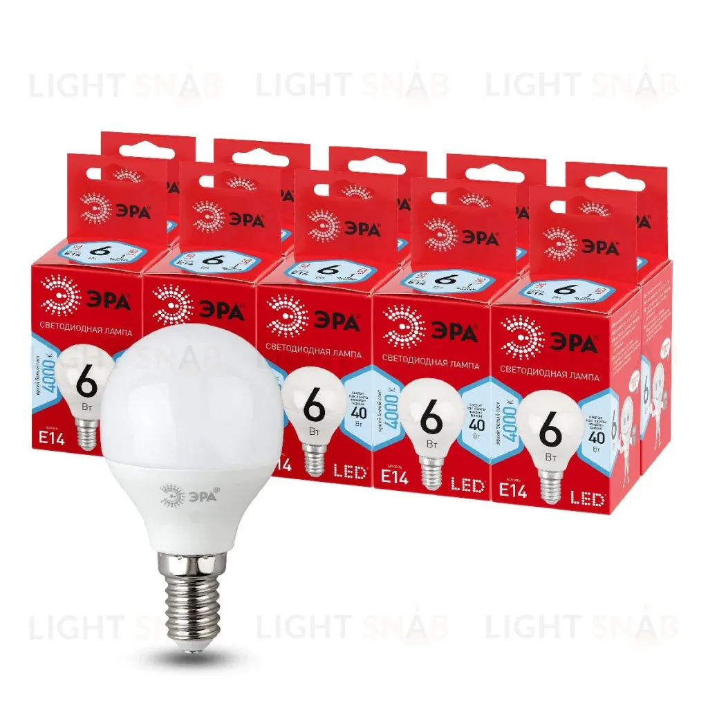 Лампа светодиодная Эра E14 6W 4000K LED P45-6W-840-E14 R Б0052443 Б0052443