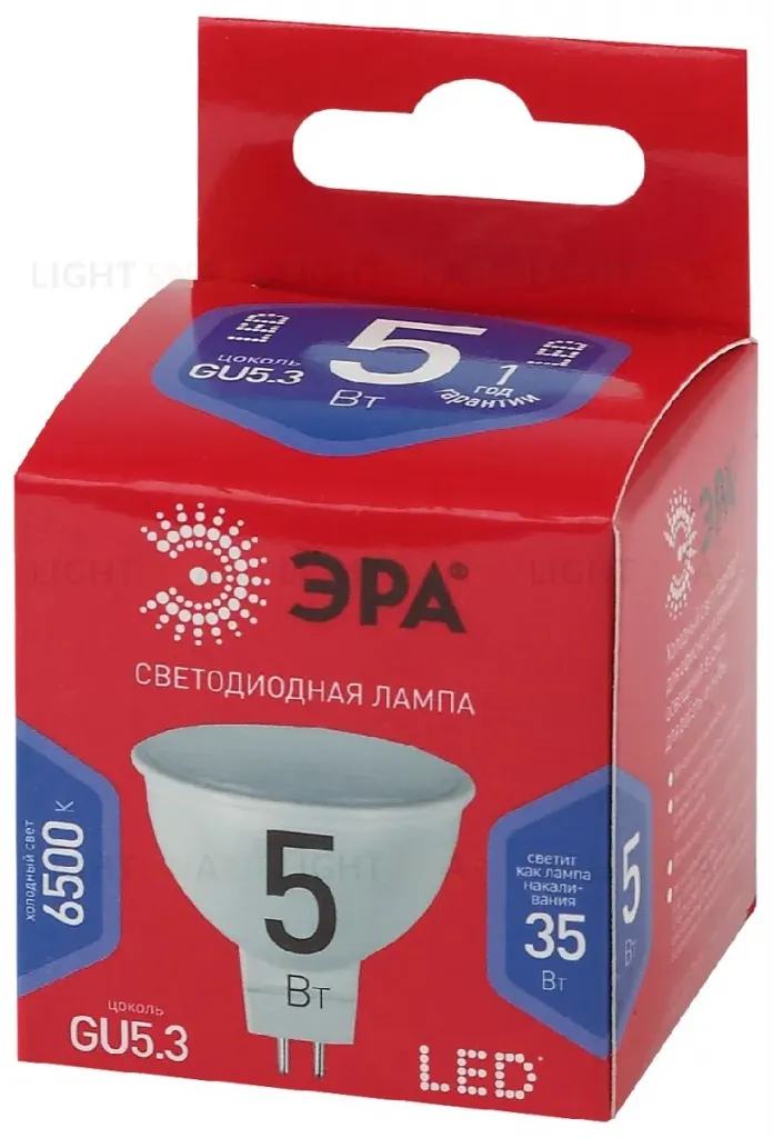 Лампа светодиодная Эра GU5.3 5W 6500K LED MR16-5W-865-GU5.3 R Б0045349 Б0045349