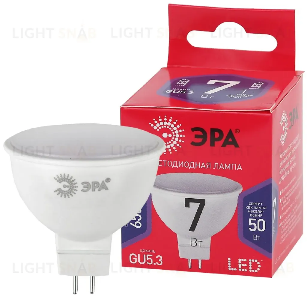 Лампа светодиодная Эра GU5.3 7W 6500K LED MR16-7W-865-GU5.3 R Б0045351 Б0045351