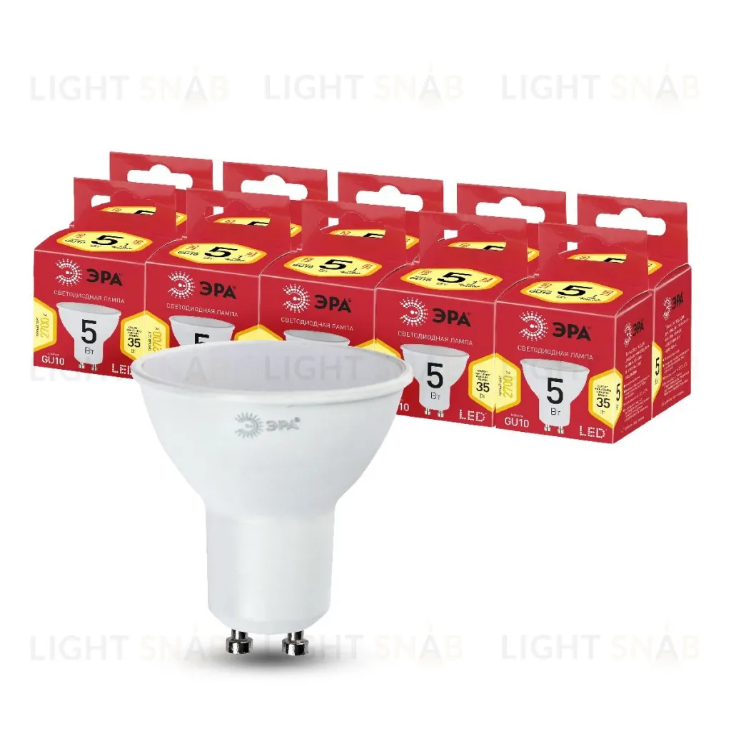 Лампа светодиодная Эра GU10 5W 2700K LED MR16-5W-827-GU10 R Б0051852 Б0051852