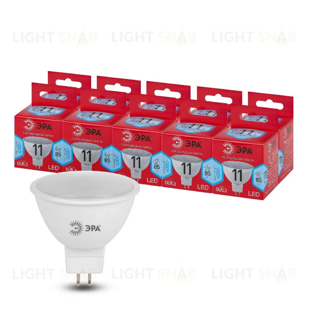 Лампа светодиодная Эра GU5.3 11W 4000K LED MR16-11W-840-GU5.3 R Б0052441 Б0052441