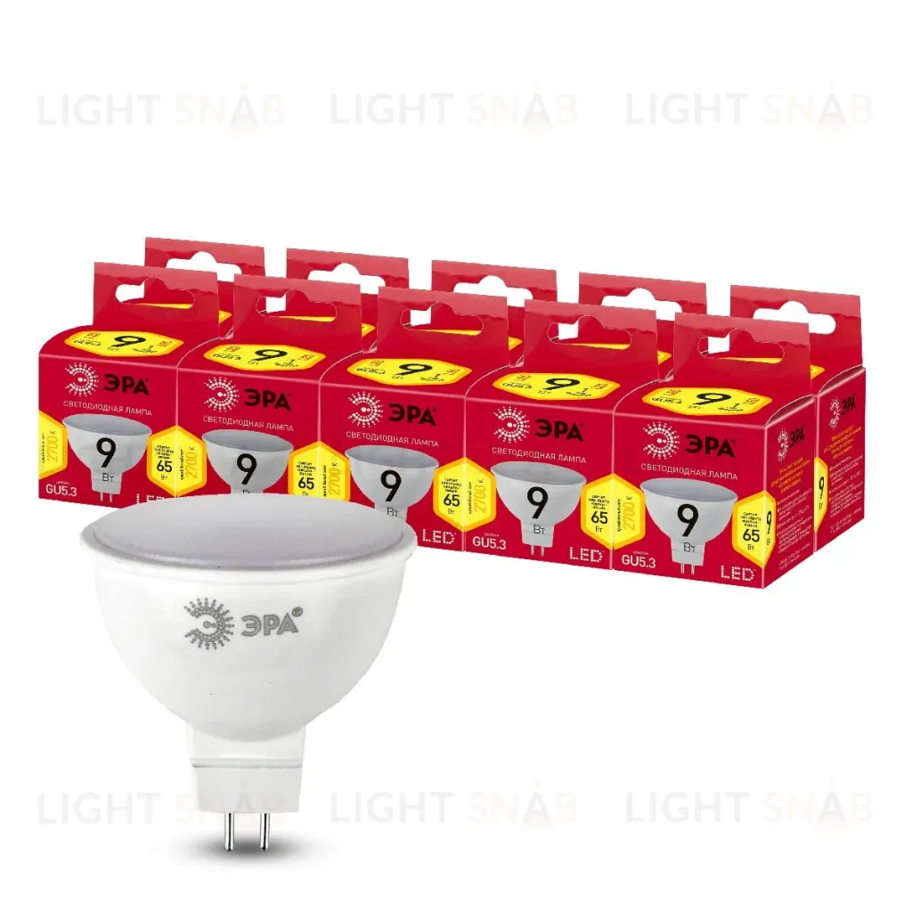 Лампа светодиодная Эра GU5.3 9W 2700K LED MR16-9W-827-GU5.3 R Б0054239 Б0054239