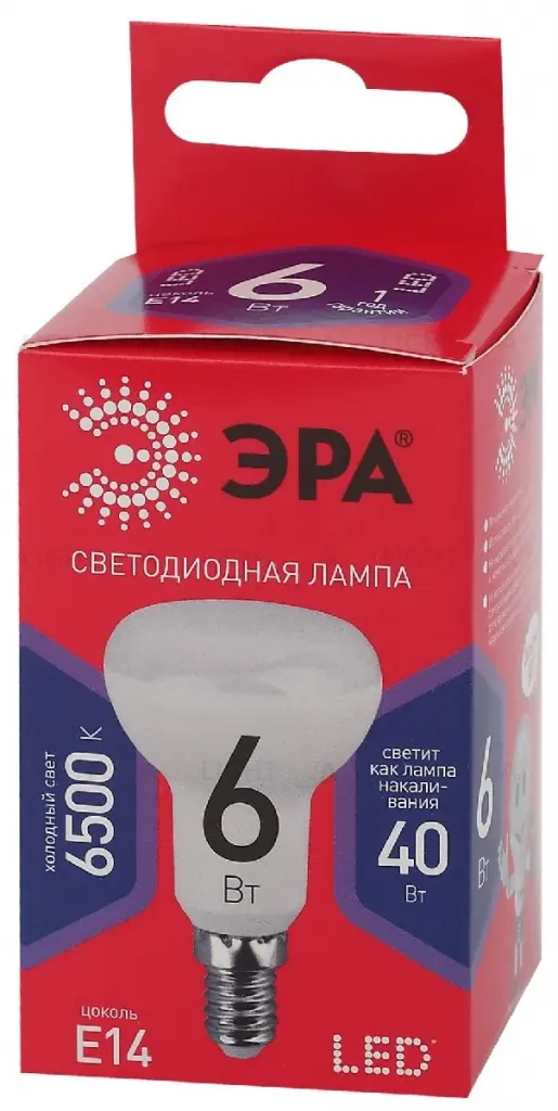 Лампа светодиодная Эра E14 6W 6500K LED R50-6W-865-E14 R Б0045335 Б0045335