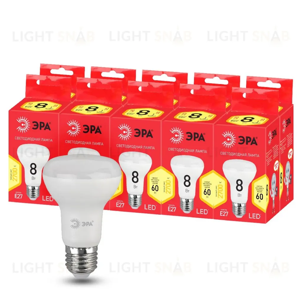 Лампа светодиодная Эра E27 8W 2700K LED R63-8W-827-E27 R Б0050701 Б0050701