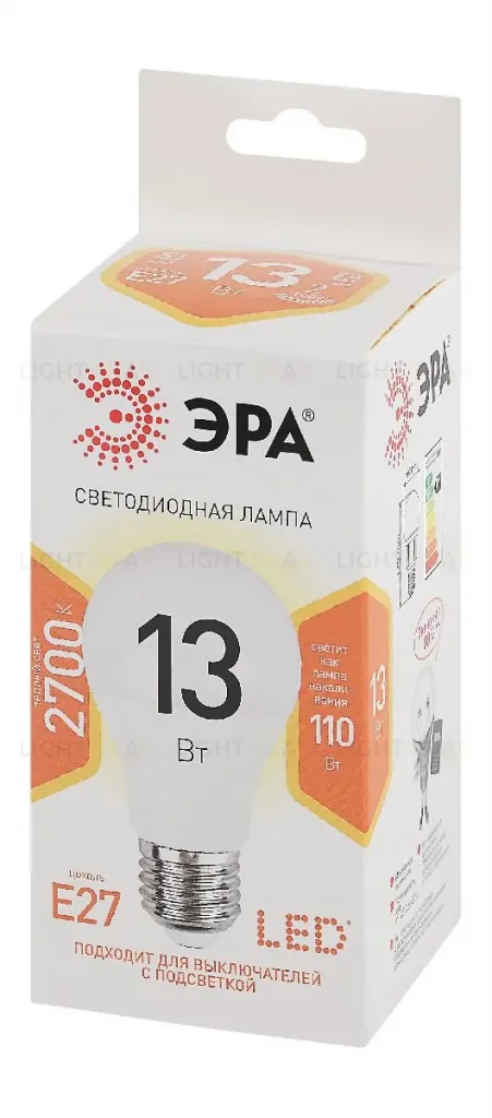 Лампа светодиодная Эра E27 13W 2700K LED A60-13W-827-E27 Б0020536 Б0020536