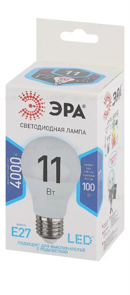 Лампа светодиодная Эра E27 11W 4000K LED A60-11W-840-E27 Б0029821 Б0029821
