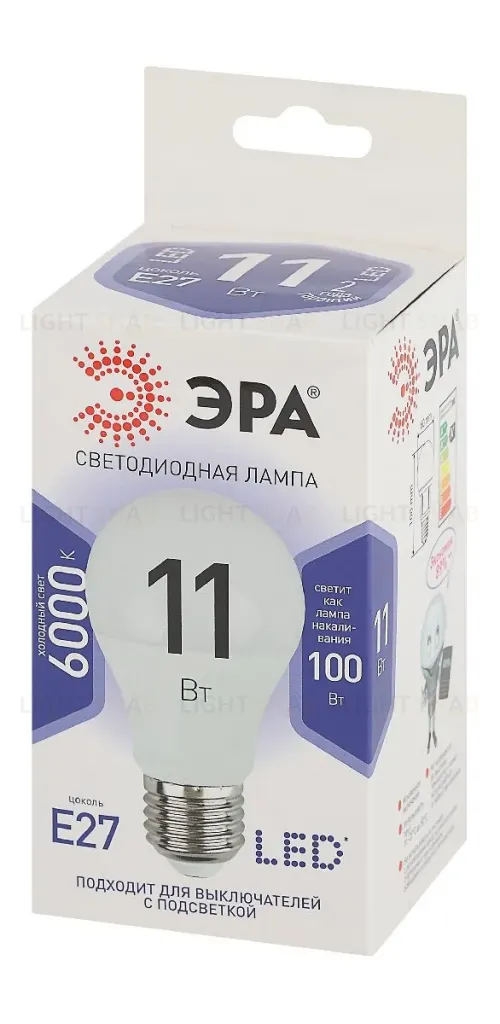 Лампа светодиодная Эра E27 11W 6000K LED A60-11W-860-E27 Б0031394 Б0031394