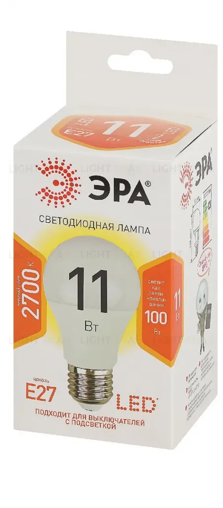 Лампа светодиодная Эра E27 11W 2700K LED A60-11W-827-E27 Б0030910 Б0030910