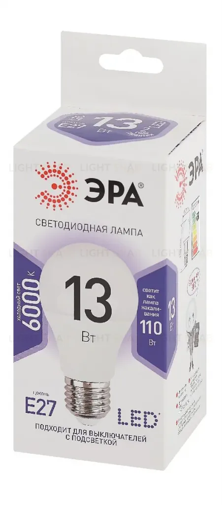 Лампа светодиодная Эра E27 13W 6000K LED A60-13W-860-E27 Б0031395 Б0031395