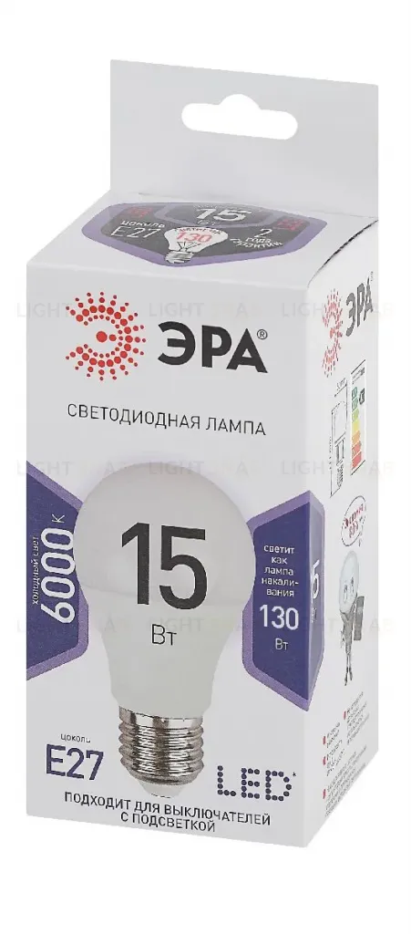 Лампа светодиодная Эра E27 15W 6000K LED A60-15W-860-E27 Б0031396 Б0031396