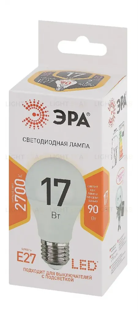 Лампа светодиодная Эра E27 17W 2700K LED A60-17W-827-E27 Б0031699 Б0031699