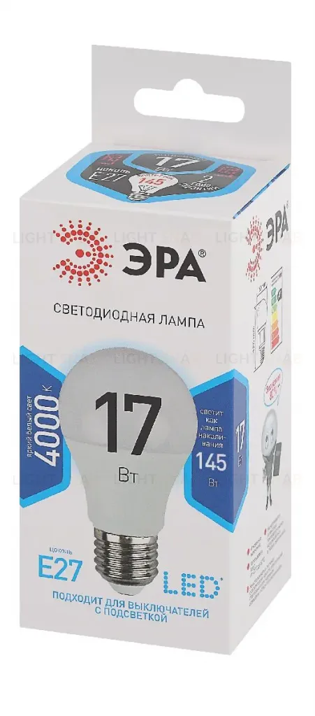 Лампа светодиодная Эра E27 17W 4000K LED A60-17W-840-E27 Б0031700 Б0031700
