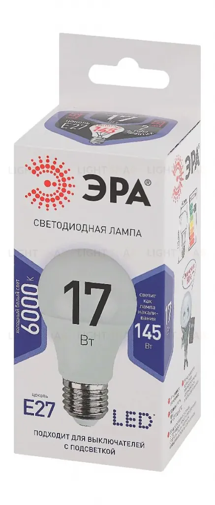 Лампа светодиодная Эра E27 17W 6000K LED A60-17W-860-E27 Б0031701 Б0031701
