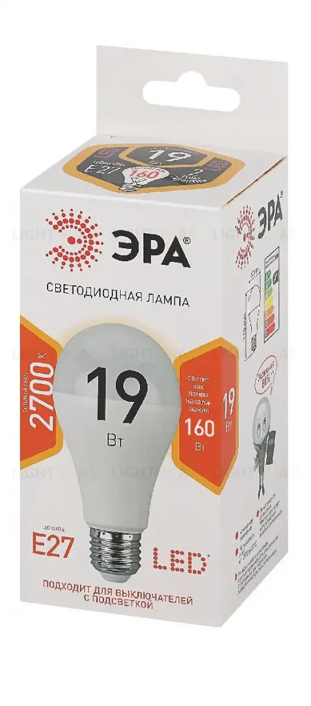 Лампа светодиодная Эра E27 19W 2700K LED A65-19W-827-E27 Б0031702 Б0031702