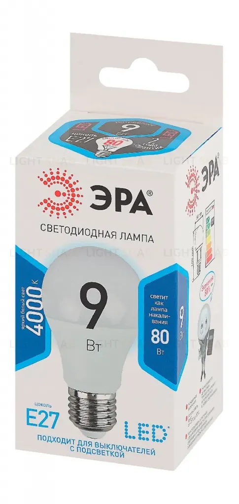 Лампа светодиодная Эра E27 9W 4000K LED A60-9W-840-E27 Б0032247 Б0032247